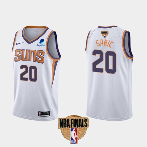 Men's Phoenix Suns #20 Dario Saric 2021 White NBA Finals Association Edition Stitched NBA Jersey